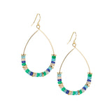 semi precious stone with gold disc teardrop earring