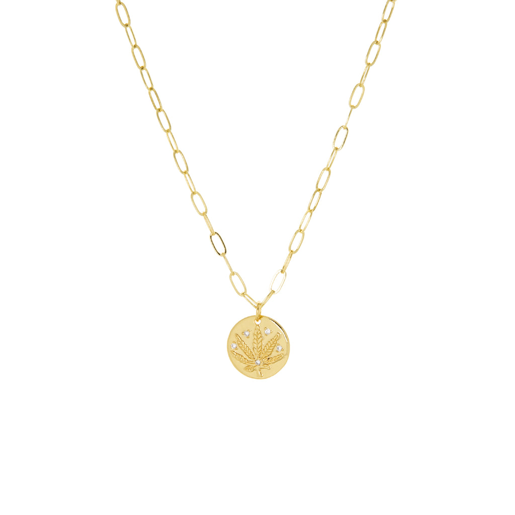 gold plated cannabis leaf necklace