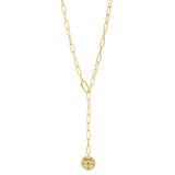 paperclip "Y" necklace with evil eye pendant