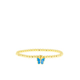 4mm Ball Bracelet with Enamel Butterfly Charm