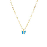 Link Necklace with Enamel Butterfly Charm