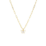 Link Necklace with Enamel Butterfly Charm