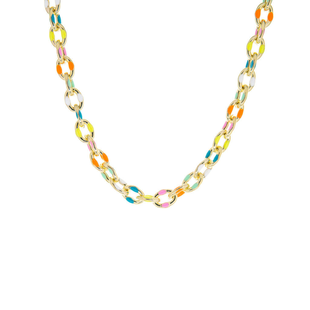 enamel splatter link necklace