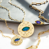 small mood stone medallion necklace