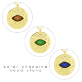 large mood stone medallion necklace