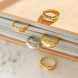 brass dome ring with pave detail