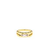 carved faceted ring with baguette cz
