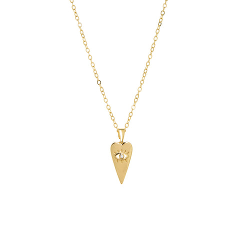 gold plated evil eye heart necklace