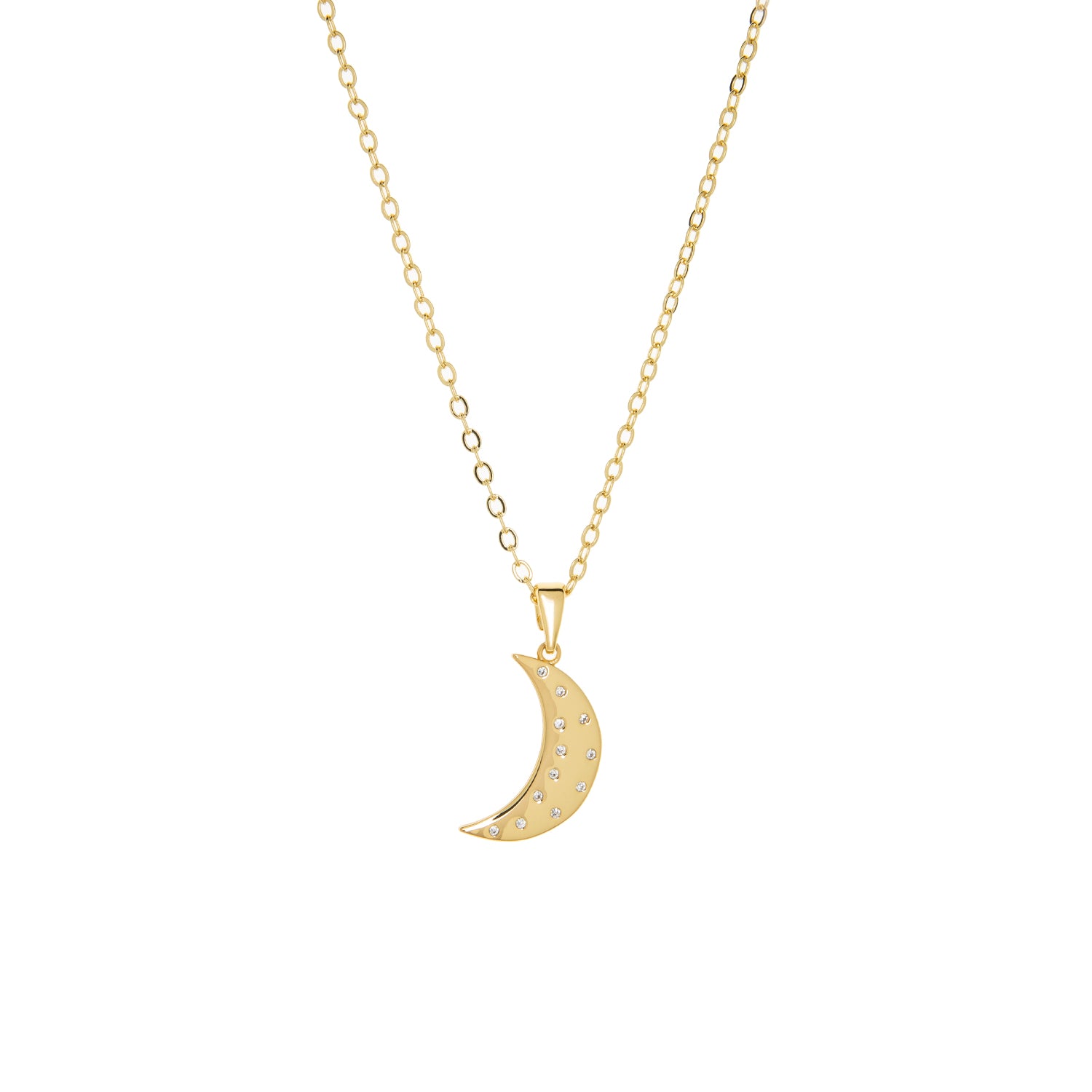gold plated large crescent necklace