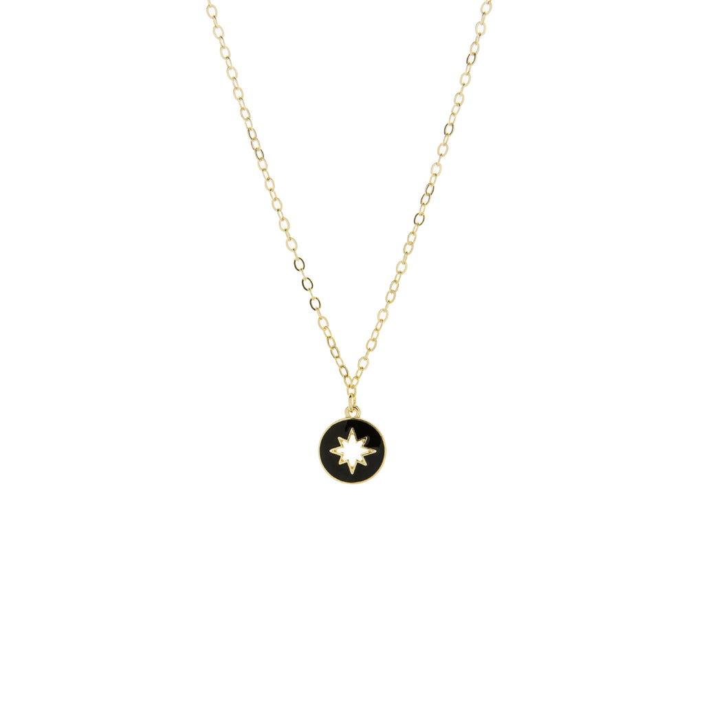 necklace with enamel starburst cutout charm