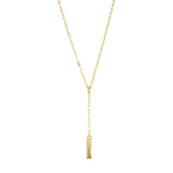 link chain Y necklace with drop bar charm