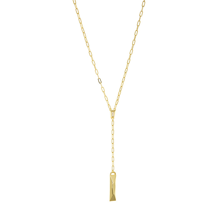 link chain Y necklace with drop bar charm