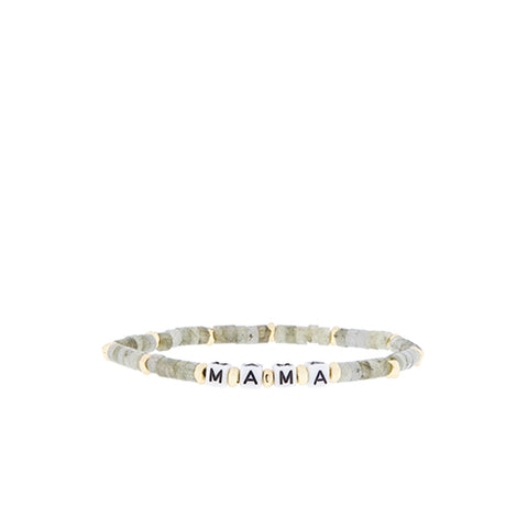 natural stone stretch bracelet with beaded MAMA blocks