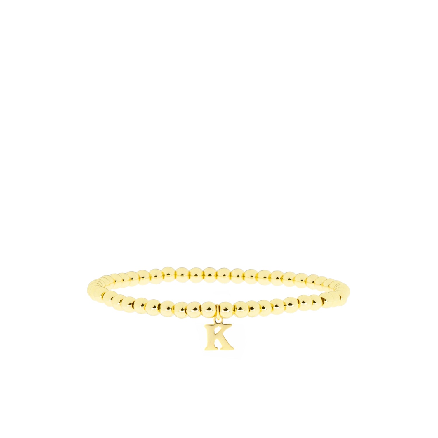 gold brass initial charm ball bracelet