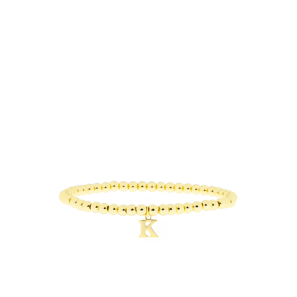 gold brass initial charm ball bracelet – Marlyn Schiff, LLC