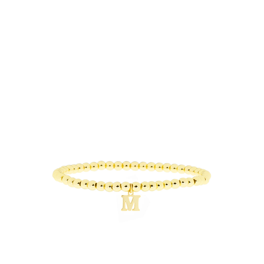 gold brass initial charm ball bracelet – Marlyn Schiff, LLC