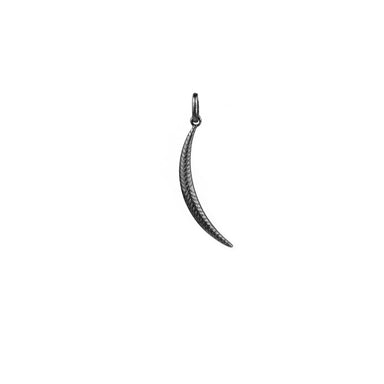 Etched Crescent Bale Charm - hematite