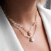 pink enamel disc link necklace