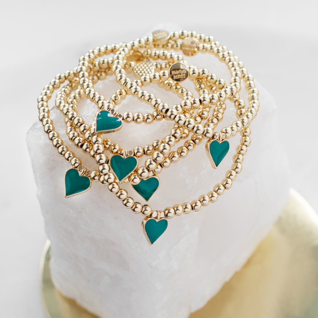 Teal Enamel Heart Bracelet