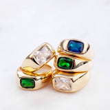 Sterling Signet Ring with Crystal Stone