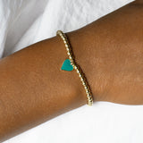 Teal Enamel Heart Bracelet